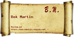 Bek Martin névjegykártya